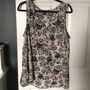 Pale Pink Floral Tank Blouse- Torrid 0